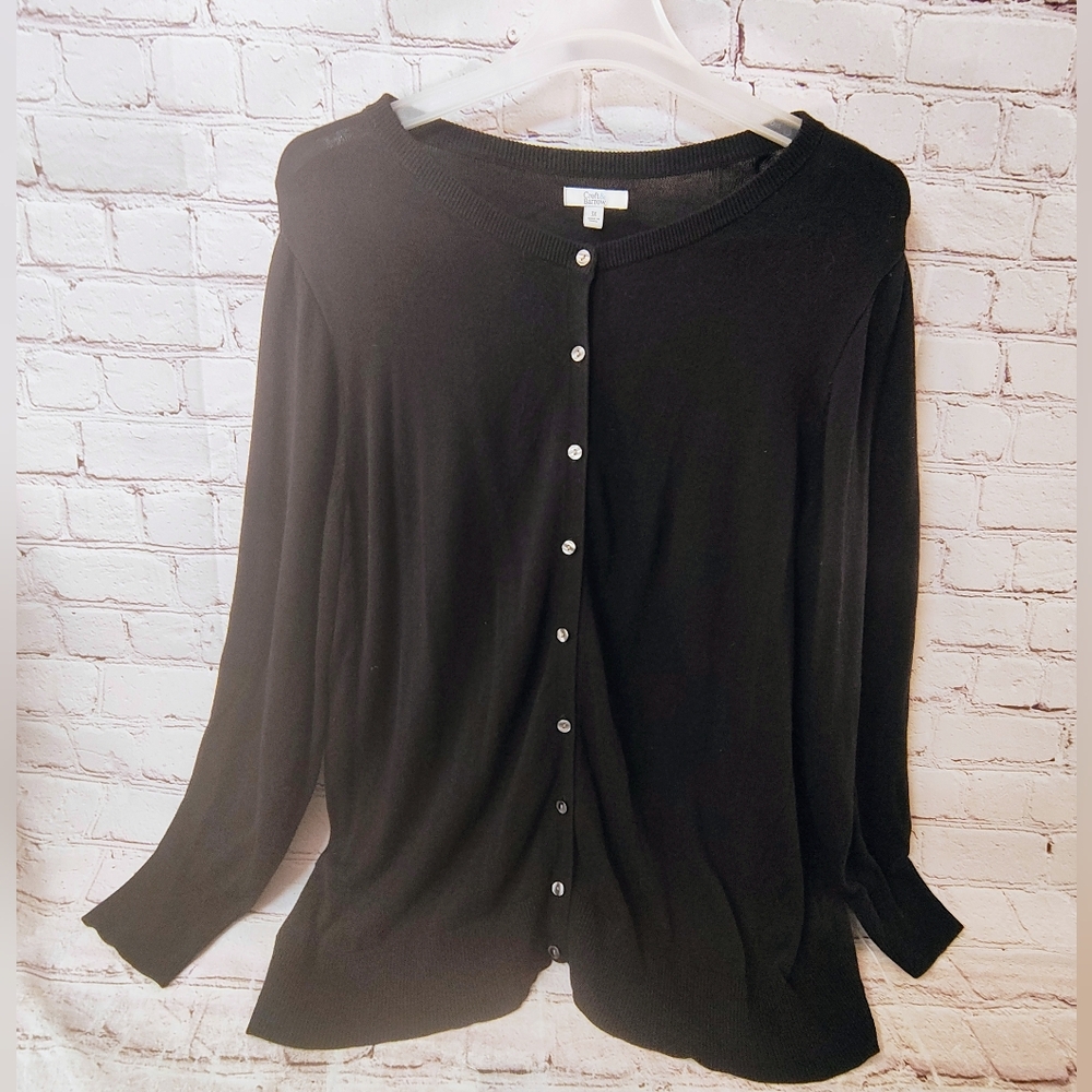 Croft & Barrow Grandma Sweater Button Down Black Cardigan 3X Grannycore